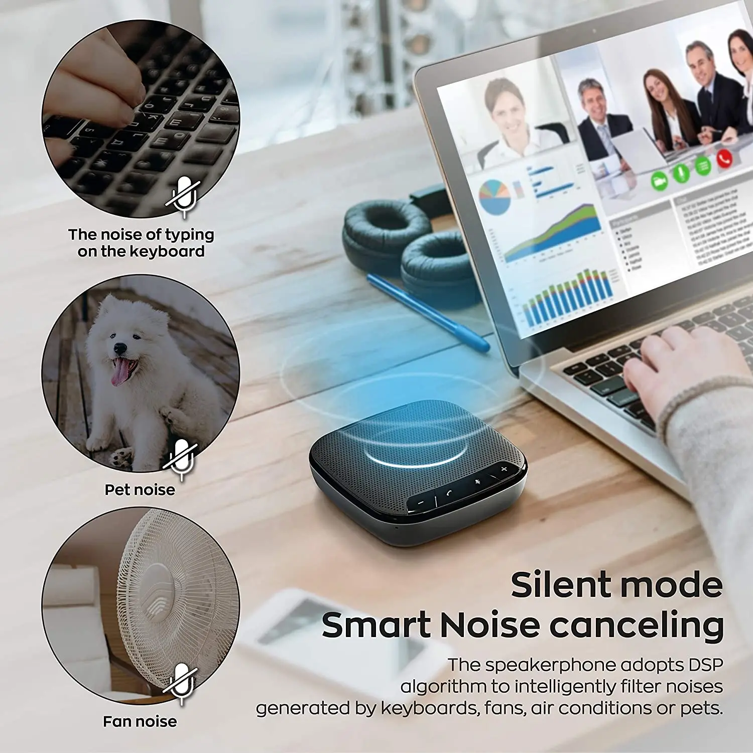 LincPlus C1 Bluetooth Громкая связь с микрофоном Перехват голоса на 360° Шумоподавление