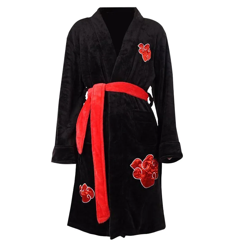 

Naruto anime peripheral cosplay nightgown Uchiha Itachi bathrobe Sasuke flannel lengthened thick cute cartoon creative bathrobe