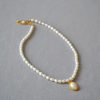 stylish freshwater pearl choker elegant design women pendant necklace