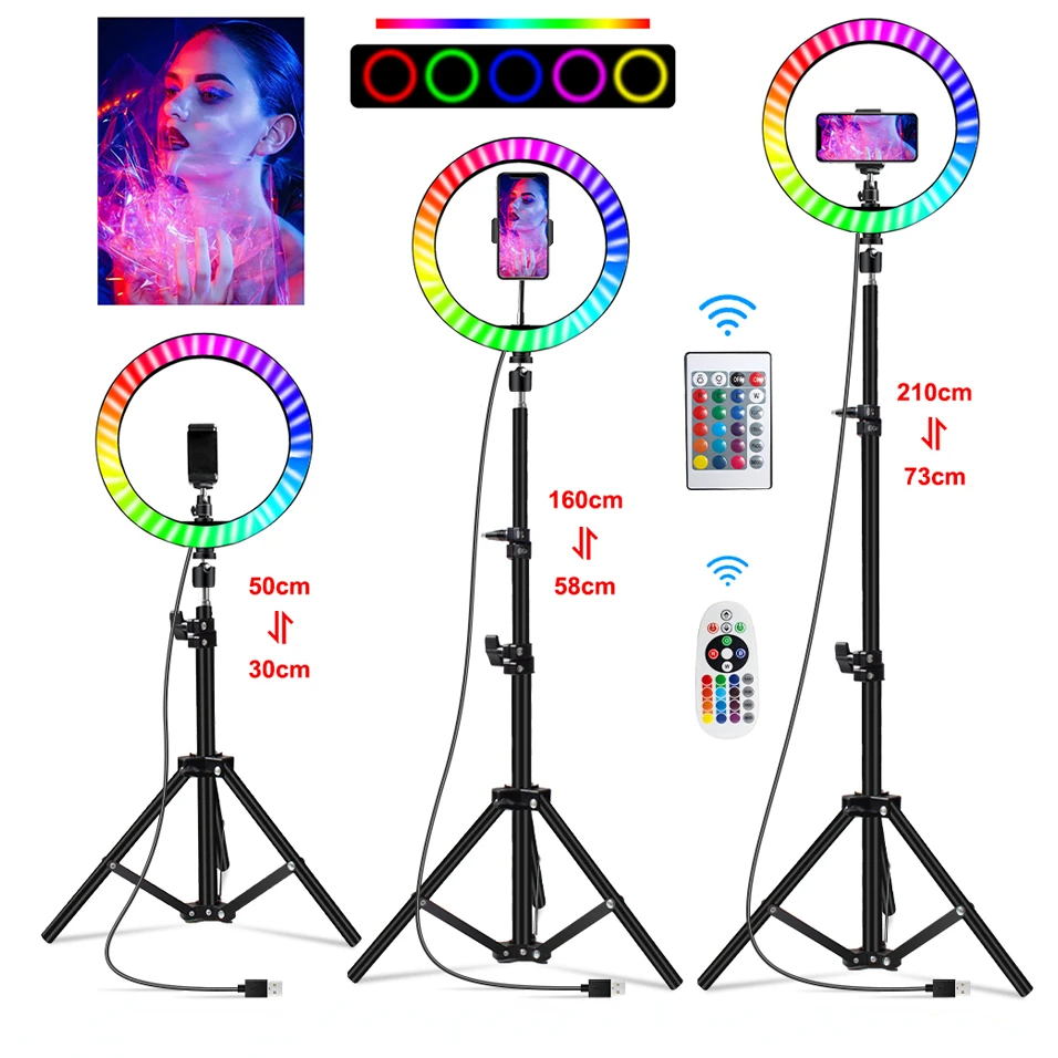

Кольцевая светодиодная Rgb-лампа для видеосъемки, 16 цветов, 26 см