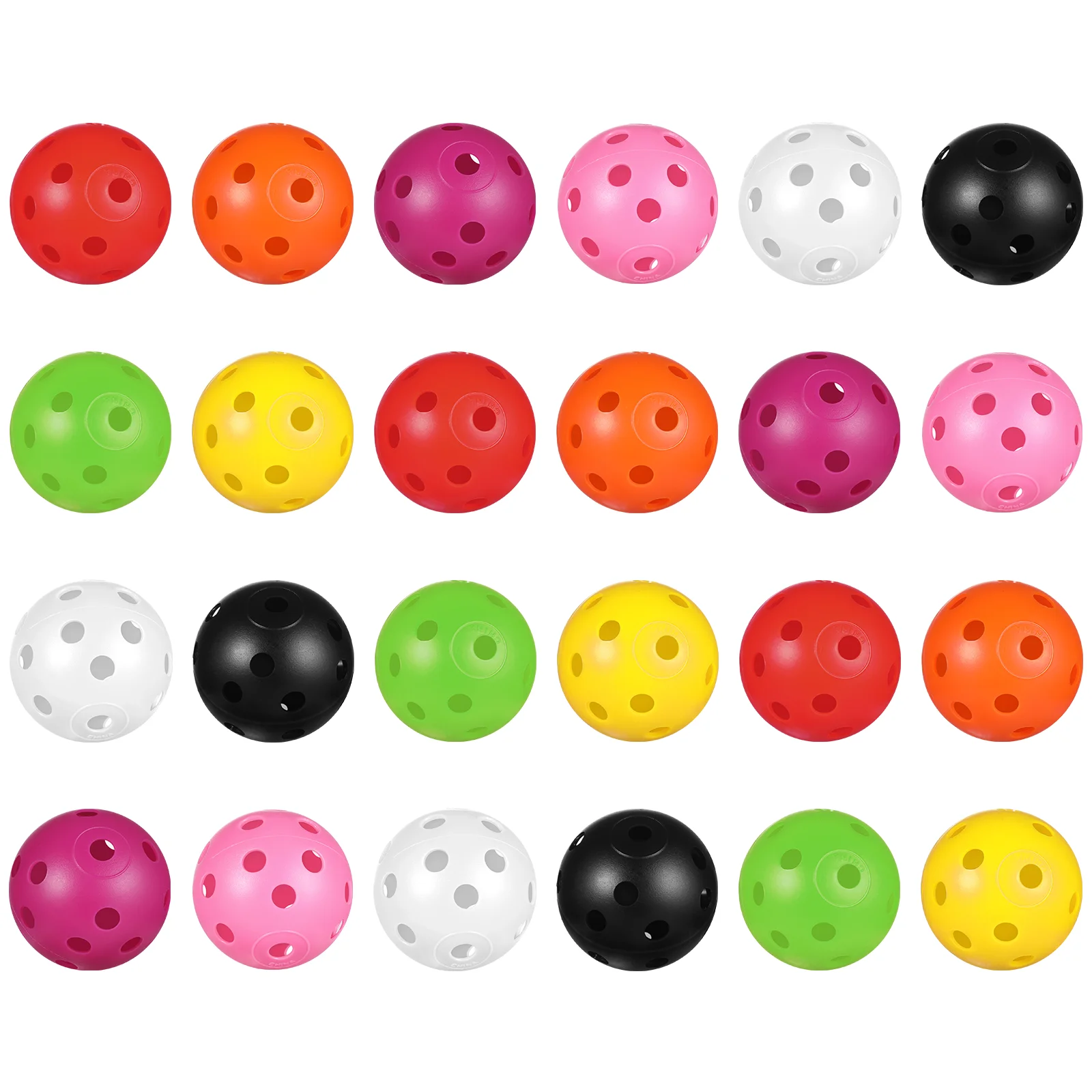 

TOYMYTOY 24pcs Perforated Plastic Play Balls Hollow Practice Training Sports Balls (Mixed Color) Golf