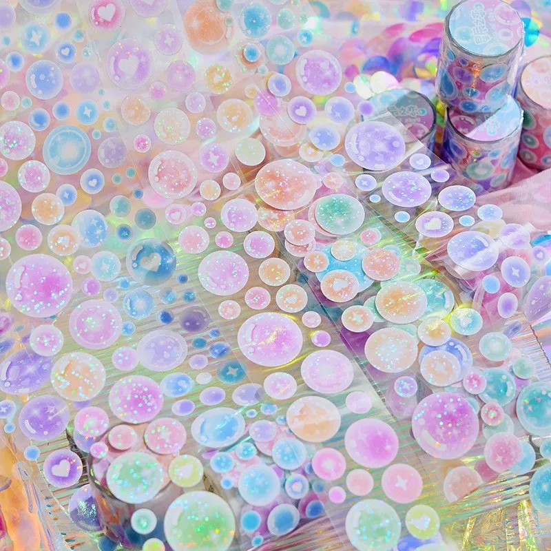 

Colorful Dream Bubble Dots Washi Tape Round Stickers Dot Stickers For DIY Decorative Diary Planner Scrapbooking Photo Ablums