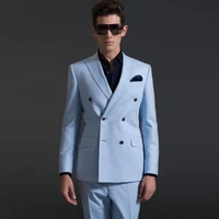men suit formal wear solid color slim business casual two pieces coat pants groom dress blazers jacket trousers costume homme