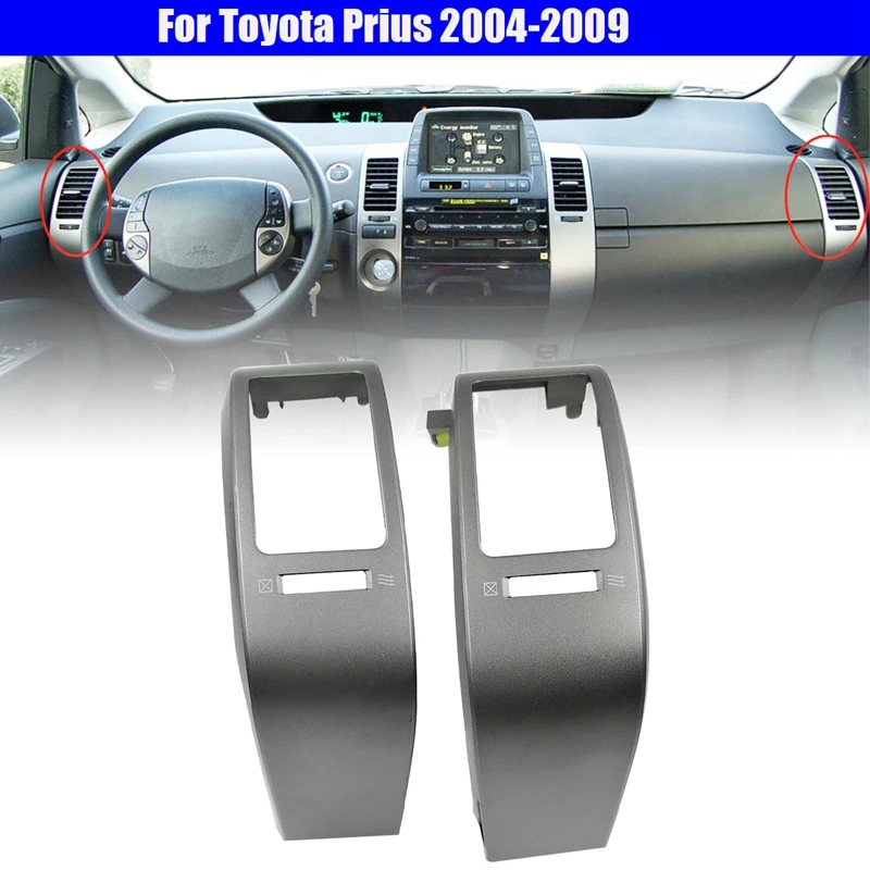 

1Pair A/C Dashboard Air Outlet Trim Frame Chrome Vents Panel Decorative Cover Silver-Gray For Toyota Prius 2004-2009