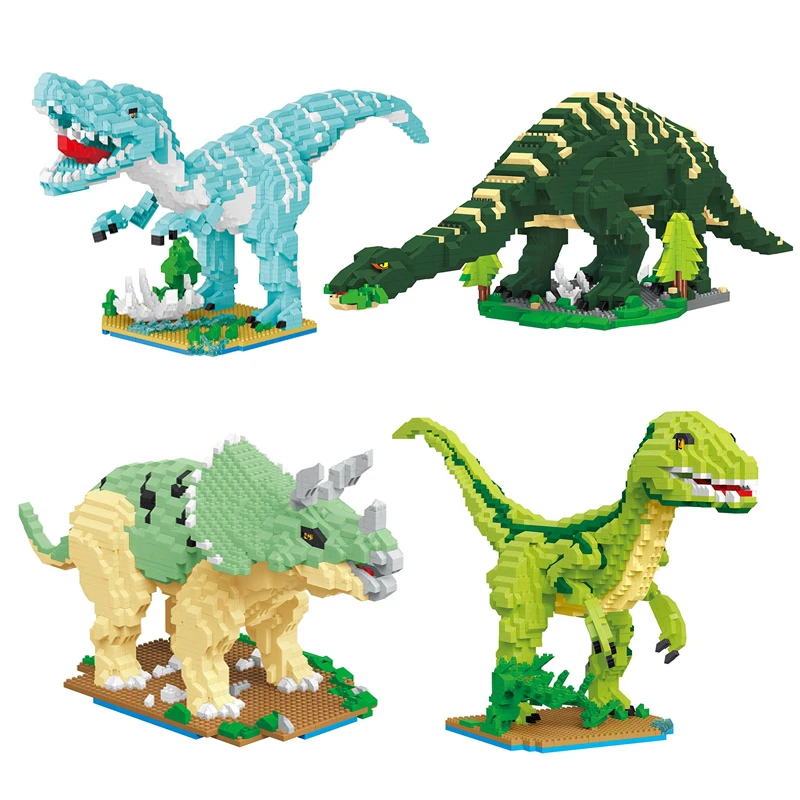 

Cartoon Dinosaur World Mini Building Blocks Triceratops Tyrannosaurus Rex Model Assembled Bricks Children's Educational Toy Gift