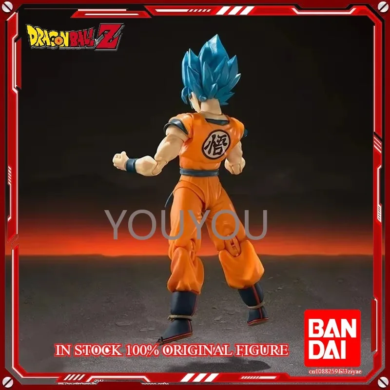 Фото В наличии Оригинальная фигурка Bandai Dragon Ball Z S.H.Figuarts Super Saiyan God Blue Son Gokou SHF Son Goku Blue 16 см №4