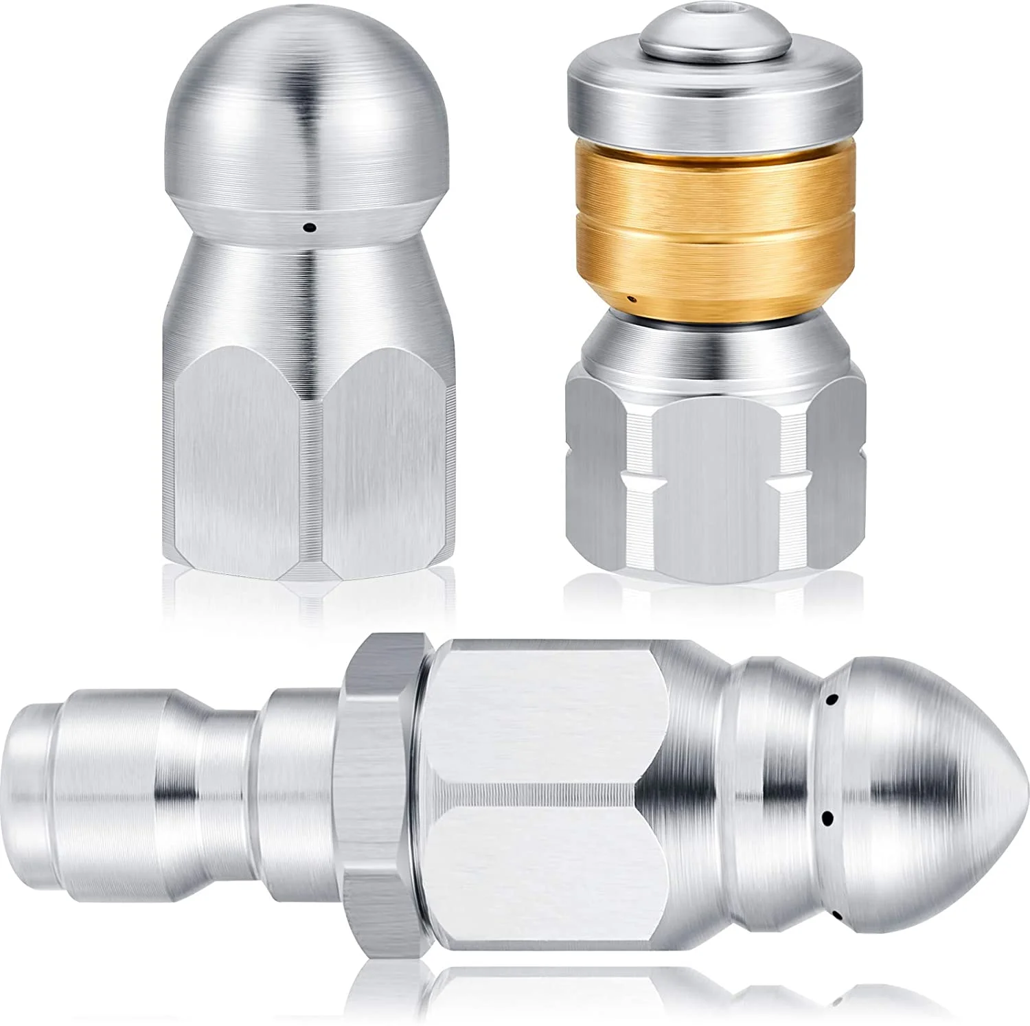 Washer nozzle 1/4inch Stainless Steel Pressure Washer Drain Sewer Cleaning Pipe Jetter Spray Quick Plug Drain Hose Nozzle Tools