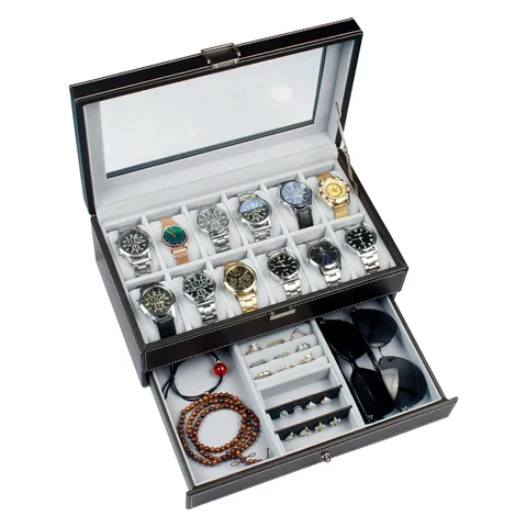 Коробки для часов Geekthink, 12-местная, искусственная кожа