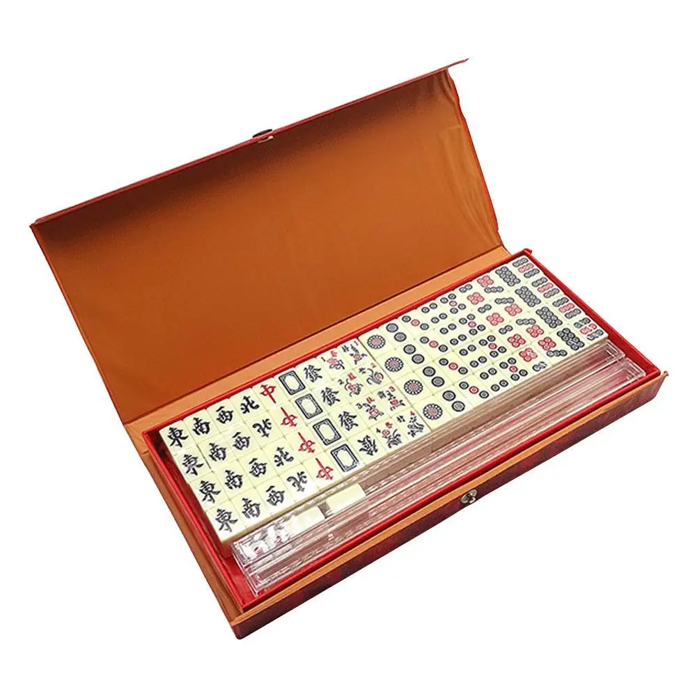 

Mini Mahjong Traditional Chinese Version Game Set with Portable Wodoen Box Mah-Jongg Travel Family Leisure Time