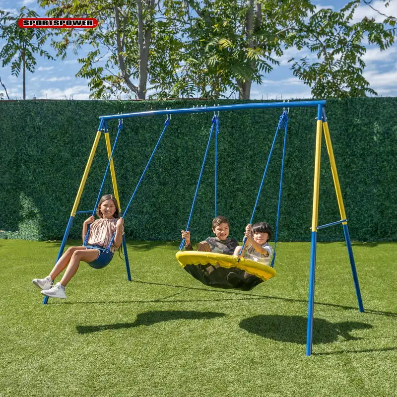 

and Saucer Swing Metal Set with Heavy Duty A-Frame, holds up to 300 lb.