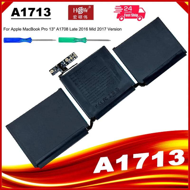 Аккумулятор A1713 для ноутбука, 11,4 в, 4781 мАч, для Apple MacBook Pro 13 дюймов, A1708 2016 2017 EMC 2978 3164 020-00946 MLL42LL, аккумулятор