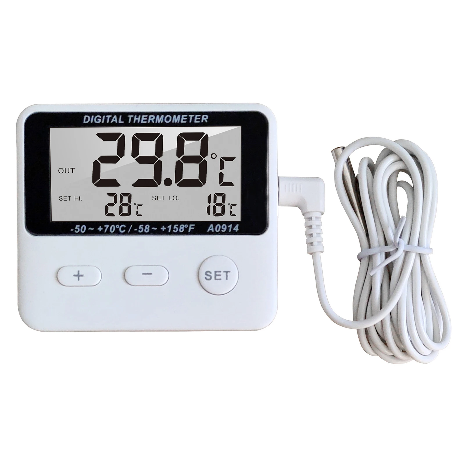 

Home Restaurant Waterproof Practical Freezer Accessory With External Probe ABS Accurate Refrigerator Thermometer Magnetic Back