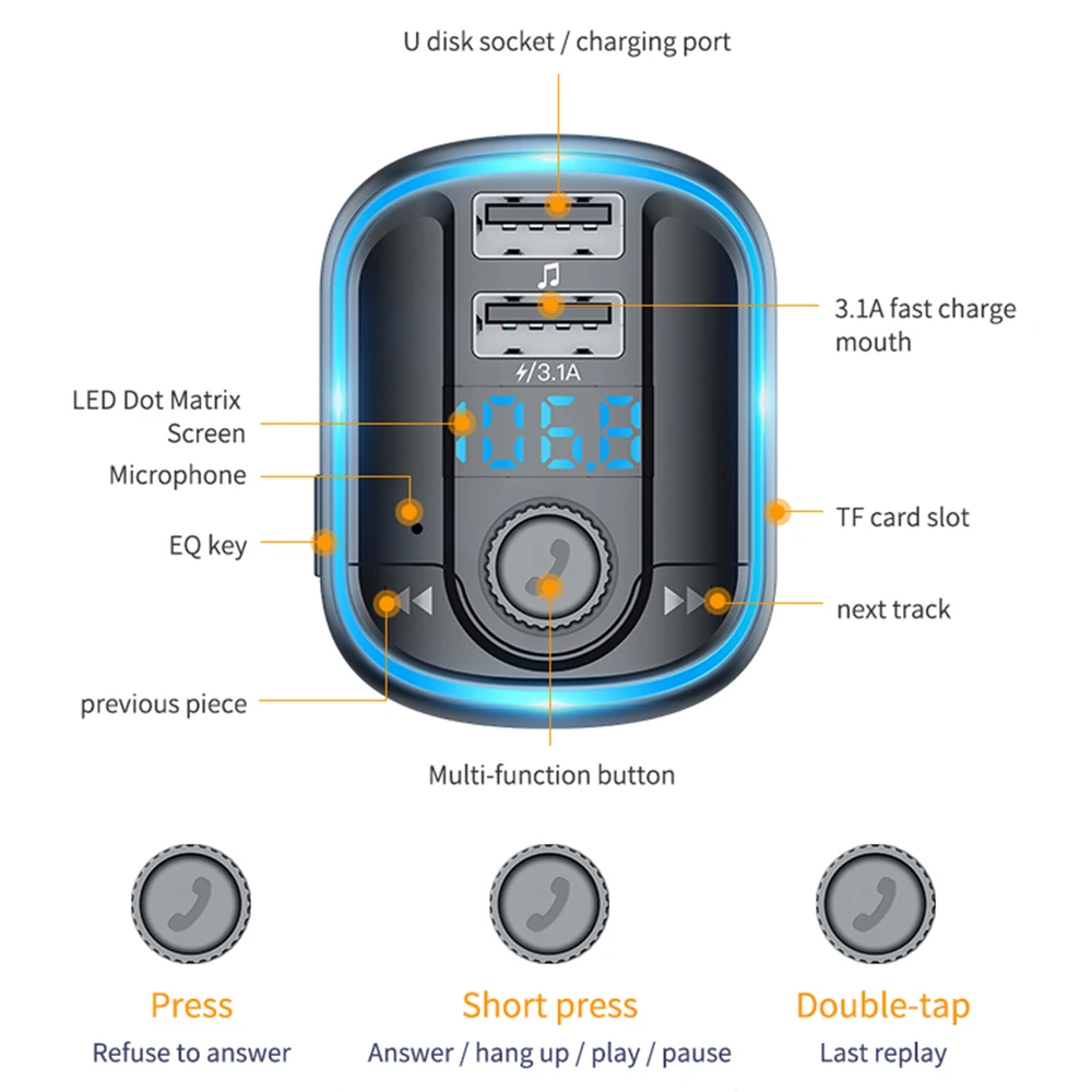 FM-передатчик для автомобиля Bluetooth 5 0 автомобильный радиоприемник аудио адаптер