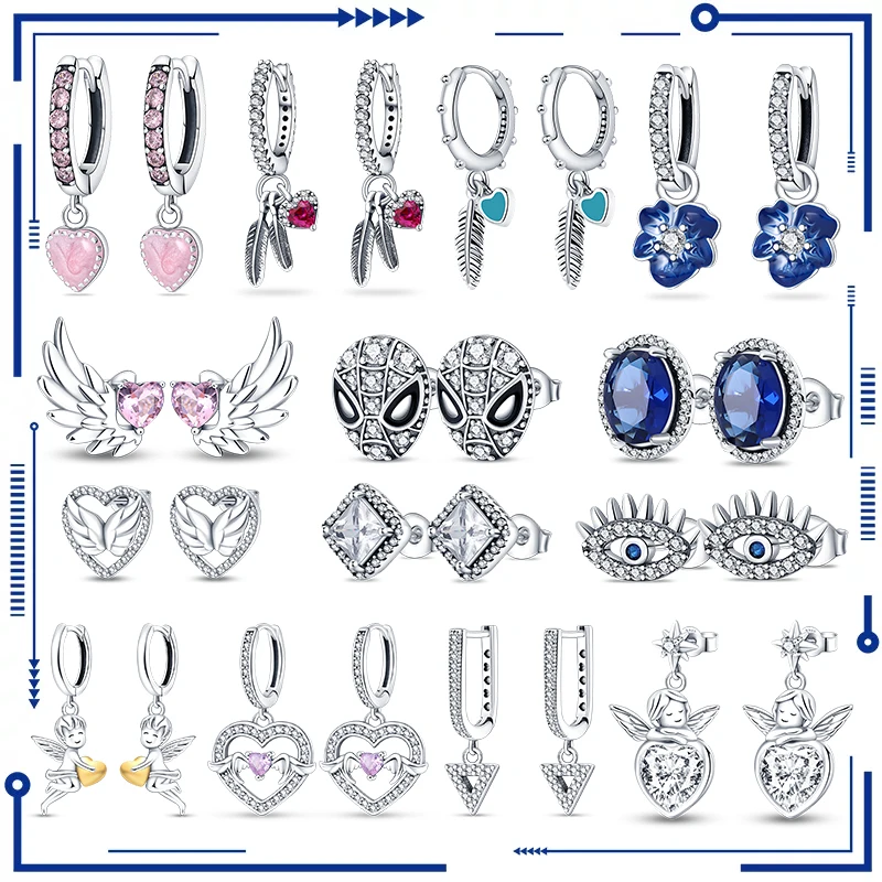 Женские серебряные серьги в форме человека-паука