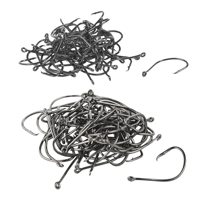 

100 X заточенные химически искусственные рыболовные крючки, рыболовные снасти черного цвета 1/0 и 2/0