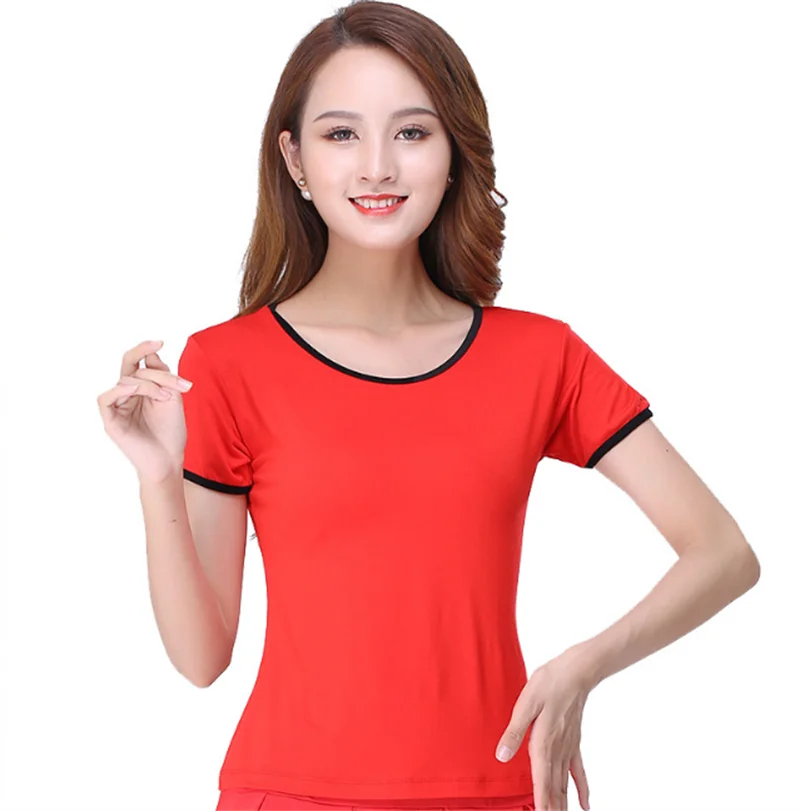 

Женская футболка с коротким рукавом, однотонный топ для занятий танцами и тренировками, 2023