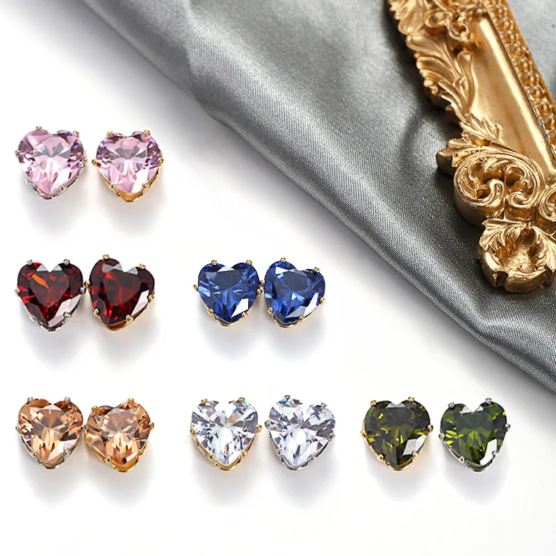 

8mm Wholesale Artificial Color Heart Crystal Zircon Claw Drill Forwomen Girls Earrings Necklaces Rings Jewelry Accessories