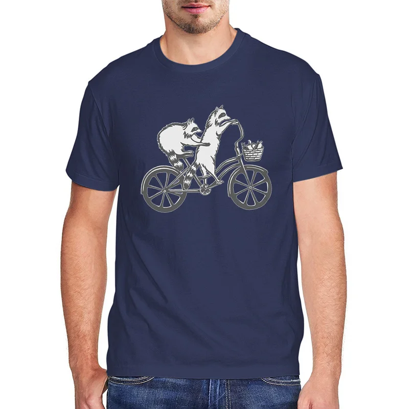 

Funny Racoons on Bike graphic T Shirt for Men Raccoons O-neck Men Clothing Summer Cotton Vintage Short-sleeve Tops Tee