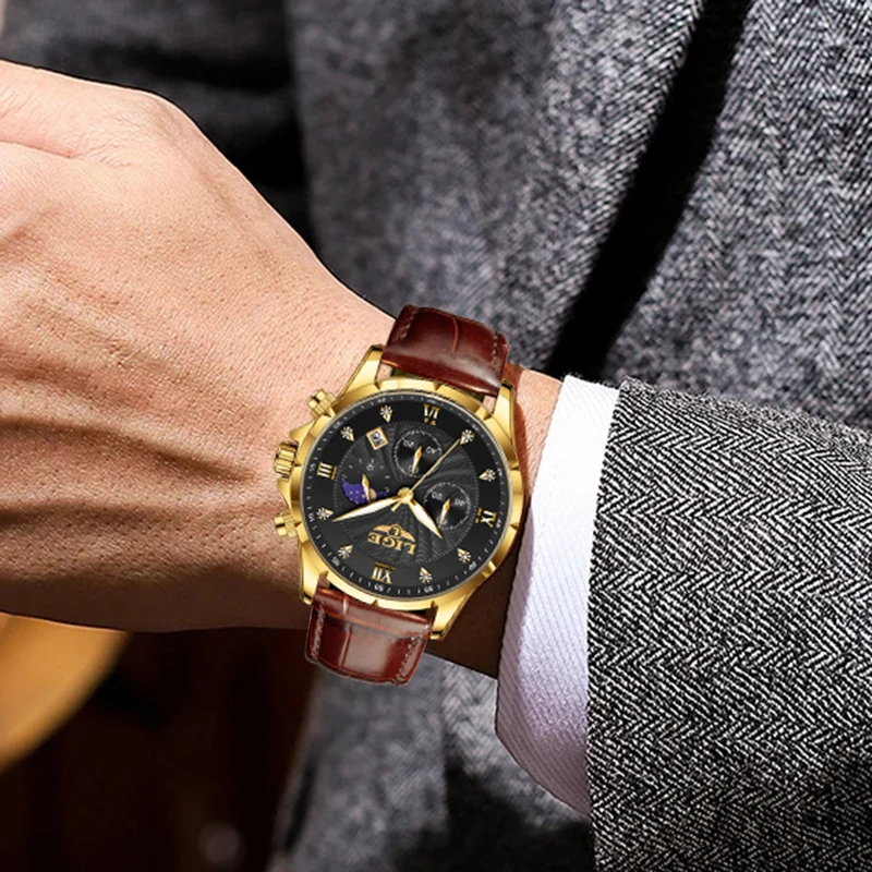 Новые модные роскошные кварцевые мужские часы LIGE повседневные спортивные с