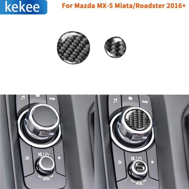 

Мультимедийные кнопки из углеродного волокна, крышка, отделка, наклейка, центральная консоль для Mazda MX-5 родстер Miata 2016 + MX5 ND, автомобильные ак...