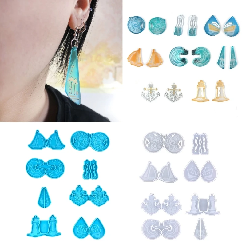 

8 Pcs Keychain Earrings Mold Epoxy Silicone Mold Jewelry Casting DIY Crafts DropShip
