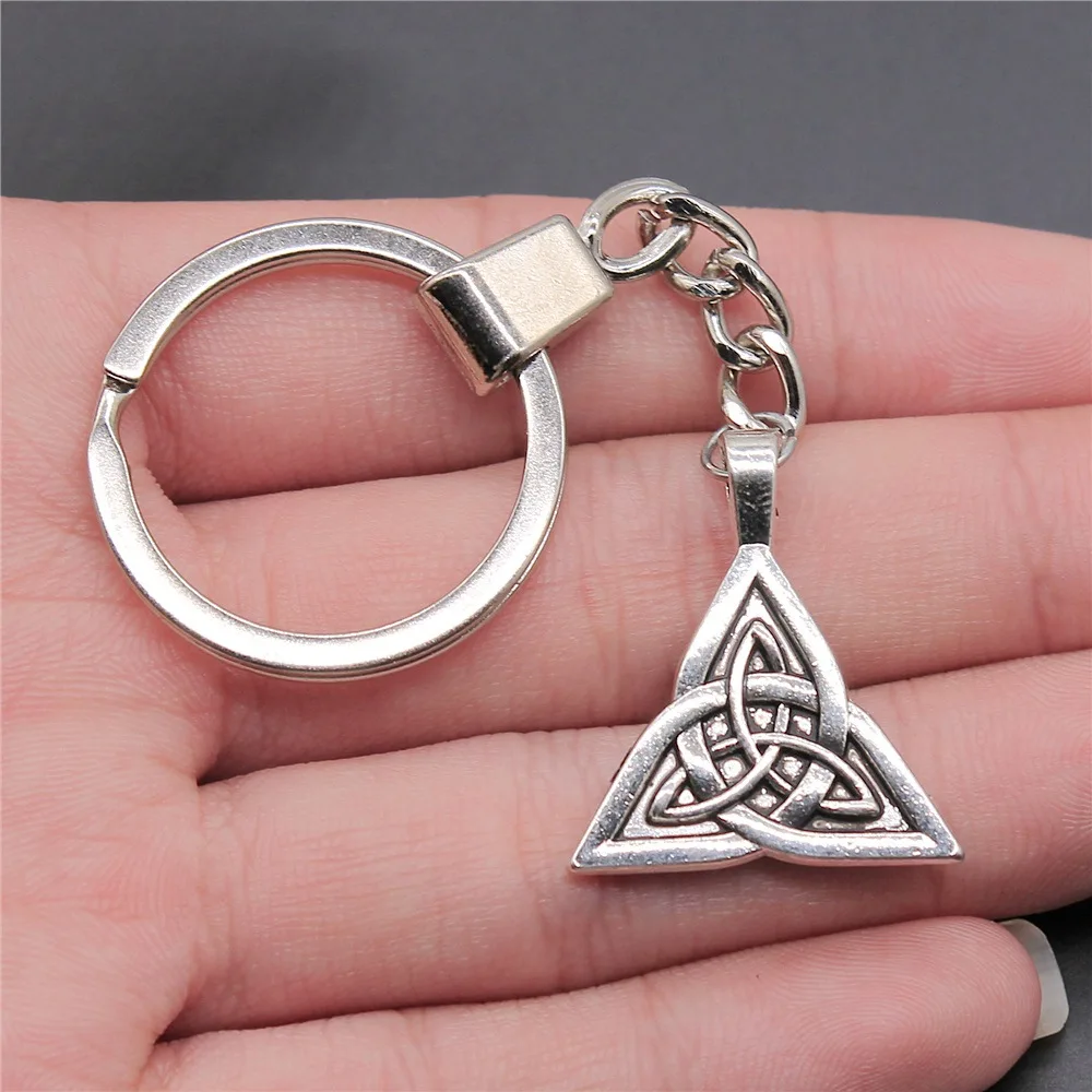 

Мужской брелок «сделай сам» металлический держатель цепь винтажный 2 цвета 28x24 мм двухсторонний подвесной брелок с символом Triquetra Прямая по...