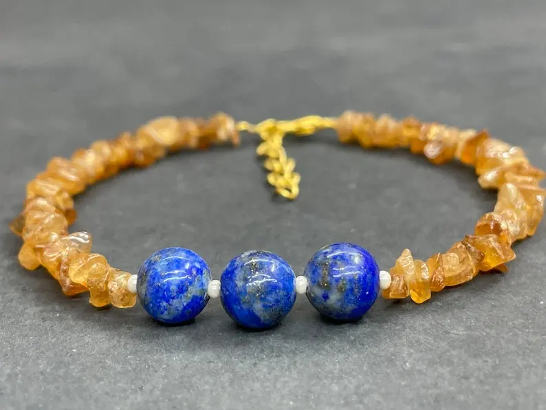 

Hessonite Bracelet-Lapis Lazuli Unisex Beaded Bracelet-Meditation Spiritual Protection Anxiety Stress Relief Bracelet