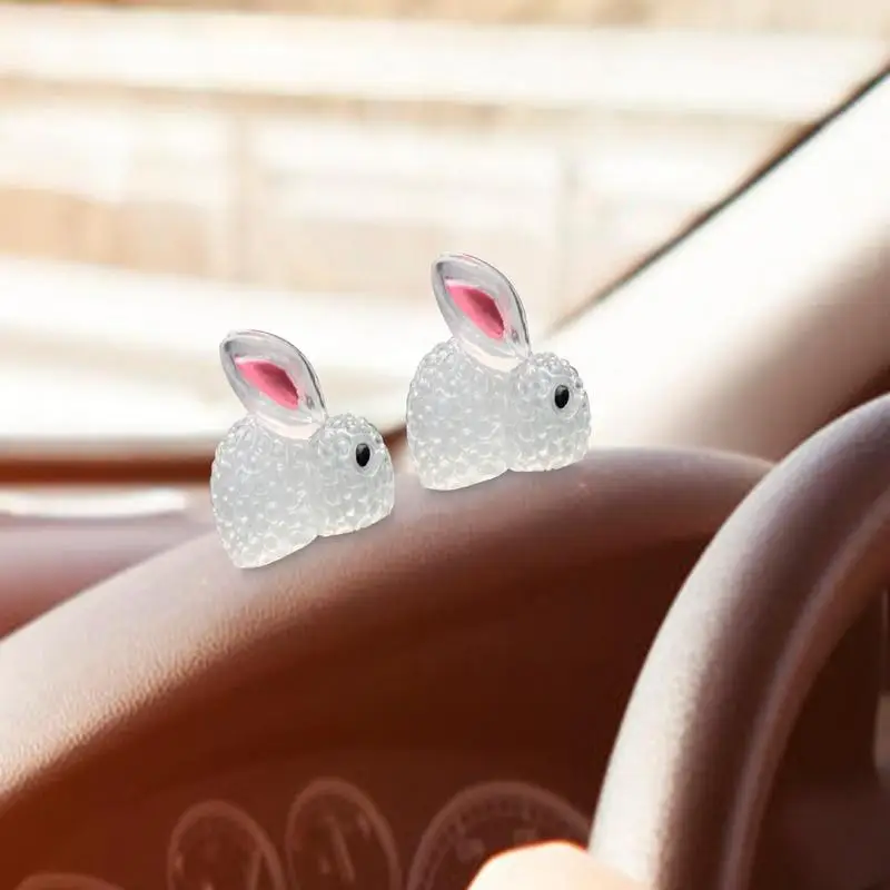 

Mini Bunny Figurines Miniature Figurines Bunnies Glow In The Dark Car Interior Decorations DIY Rabbit Crafts Ornament