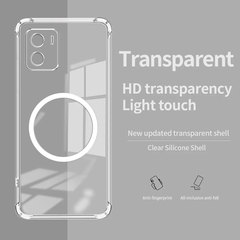 Для Vivo Y15S Y15C V2120 V2147 чехол с магнитной наклейкой противоударный прозрачный мягкий