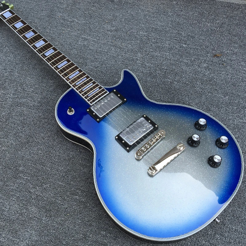 

Custom Shop Metallic Blue Burst Electric Guitar TonePro Bridge Mahogany Body Rosewood Fretboard Chrome Hardware Silver Guitarra
