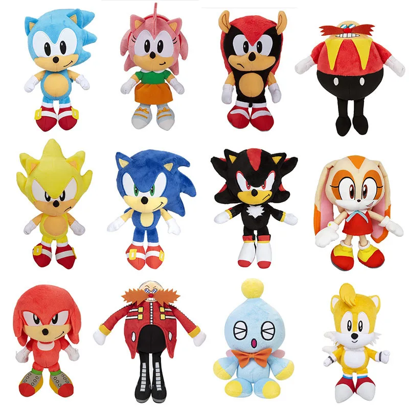 

25cm Cartoon Sonic Chao Shadow Amy Rose Knuckles Tails Dr. Eggman Cream Plush Stuffed Doll Toy Christmas Gift Collection Doll