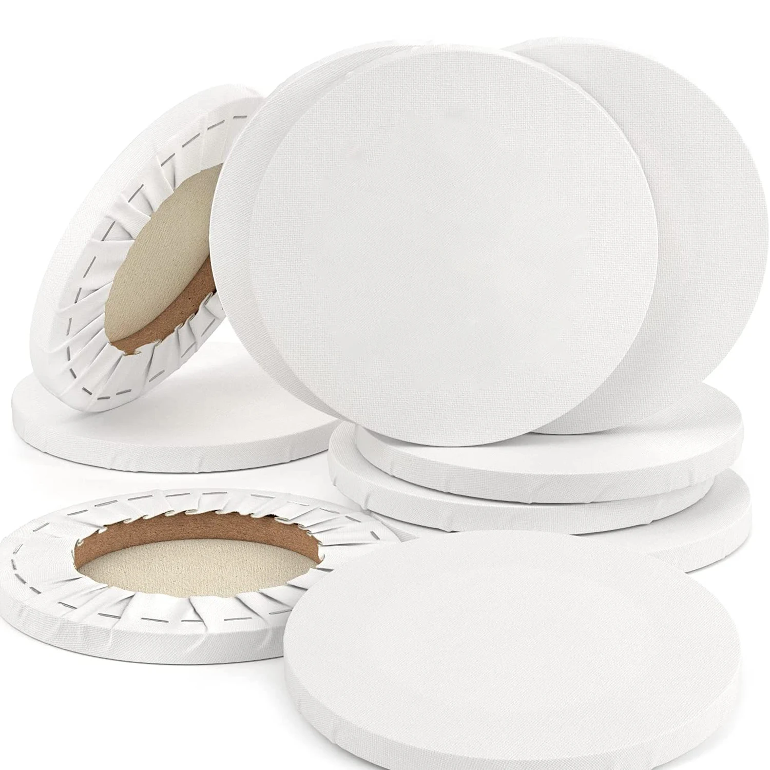 

Stretched Canvas, 2 Pack Round Blank Canvases, 100% Cotton, 8 oz Gesso-Primed, Art Supplies for Acrylic Pouring and Oil Painting