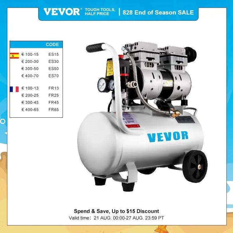 110v/240v Silent Oil-free Air Compressor 750w 1 Hp For Home Repair Tire Inflation Whisper Compressor