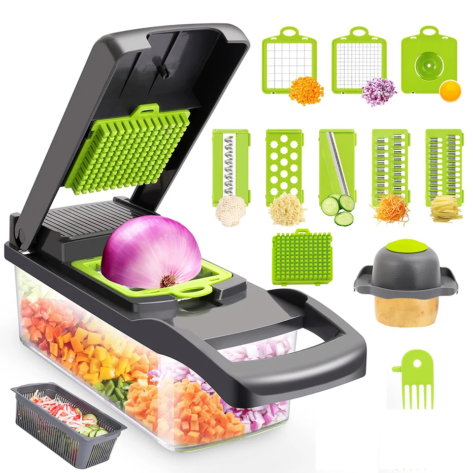 

12 in 1 Multifunctional vegetable cutter shredders slicer with basket fruit potato chopper carrot grater slicer mandoline