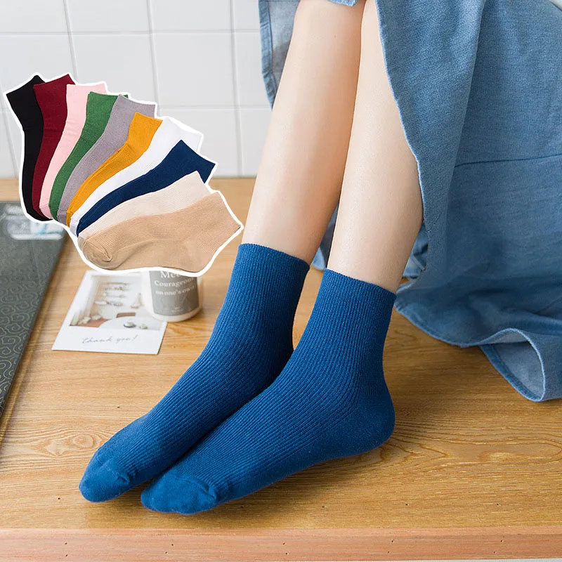 

Цветные носки-трубы в стиле ретро, весна-осень, милые Хлопковые вязаные женские носки, милые носки в Корейском стиле