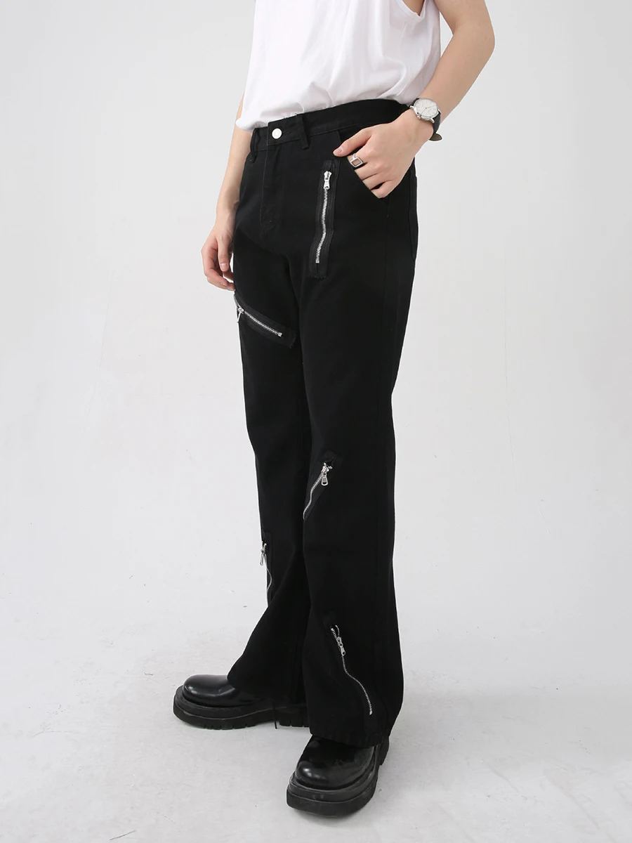 Four Seasons Men's European and American Fashion Jeans Multi-zipper Design Loose Casual Pants Men's and Women's Same Style JEANS