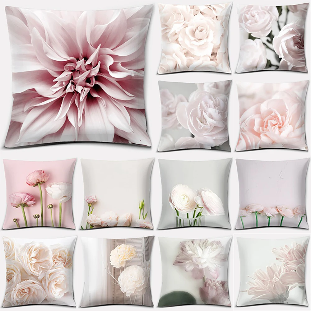 

Colorful Floral Print Pillowcase Polyester Peach Skin Square Customizable Pillow Cover Home Decoraction Luxury Throw Pillow
