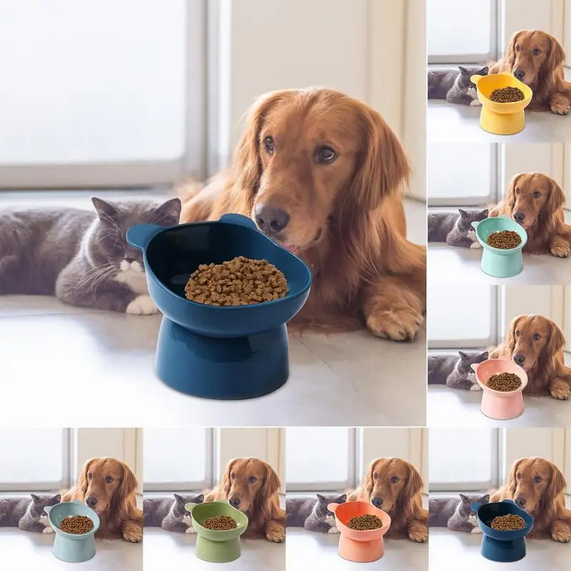 

Cat Bowl High Foot Dog Bowl Neck Protector Cat Pet Food Water Pot Anti-tip Tilted Pet Feeding Cat Accessories Pet Dessert Tray