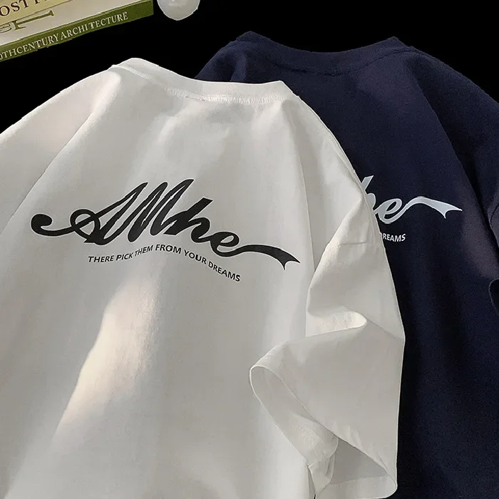 Pure Cotton Short Sleeve Letter Print T-Shirt Women's Loose Fashion Summer Top Belly Covering Large Size Shirt |