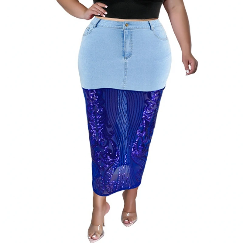 

Женская длинная джинсовая юбка-карандаш до щиколотки с высокой талией