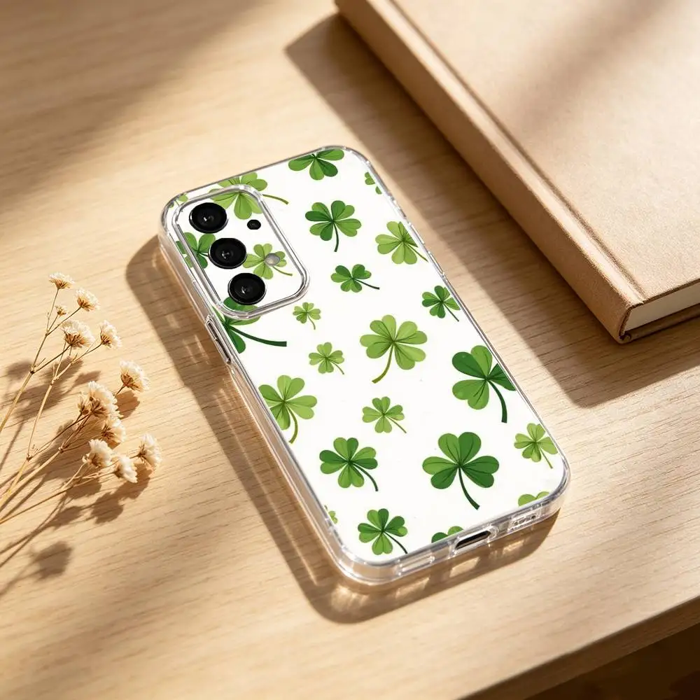 Four L-leaf clover phone Case For Samsung S25,24,21,22,23,30,Ultra,20,Plus,Fe,Lite,Note Transparent Cover (art.: 3920da075615b) - 3920da075615b