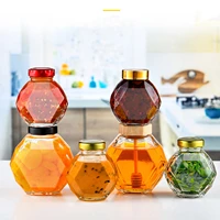 sub bottling household honey glass sub bottling transparent storage can hot sauce jam food sealed thicken empty bottle wholesale