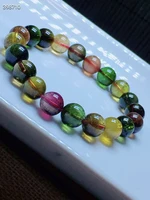 natural colorful tourmaline clear round beads bracelet 9 2mm brazil red rainbow tourmaline jewelry women men aaaaaaa