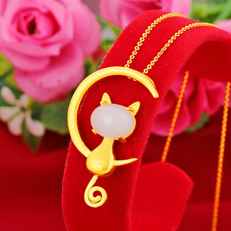Ожерелье с милым нефритовым кроликом и Луной для женщин ювелирные изделия