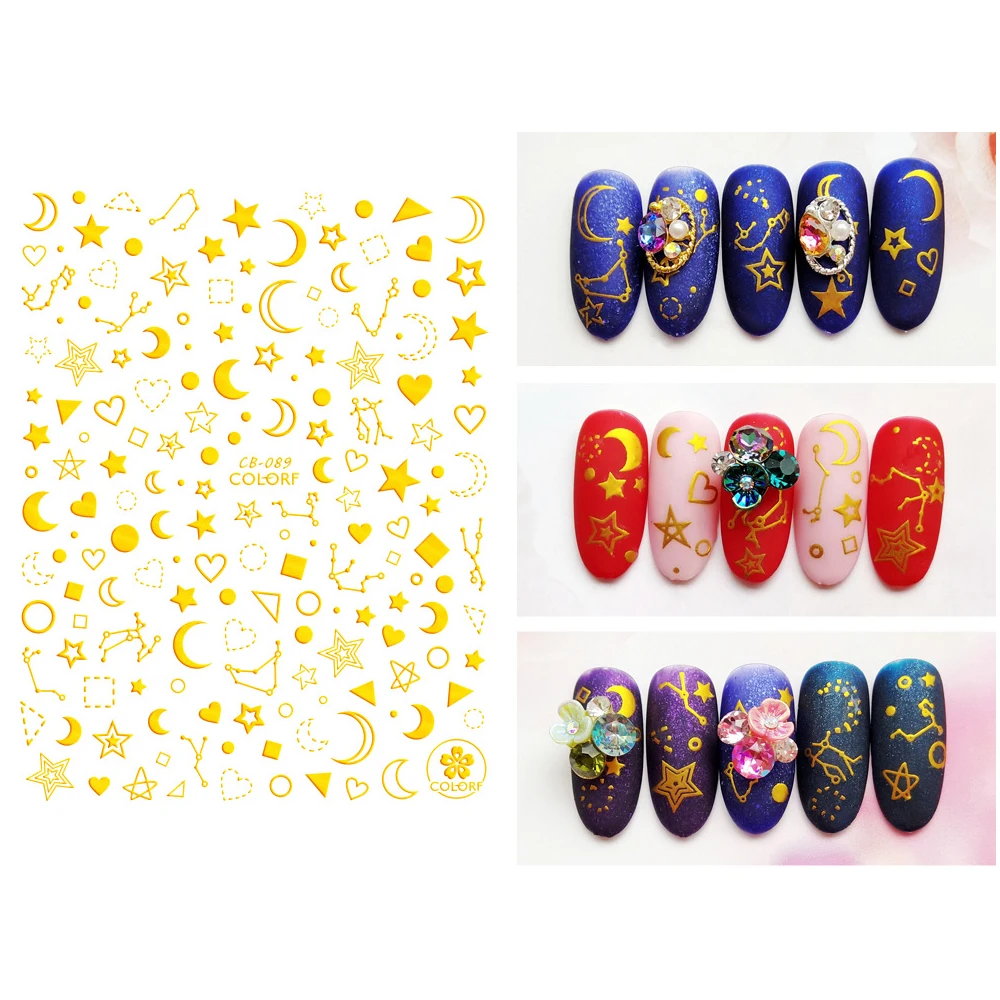 3D Nail Art Stickers Self Adhesive Slider Letters Decorations Stars Decals Manicure Accessories images - 6