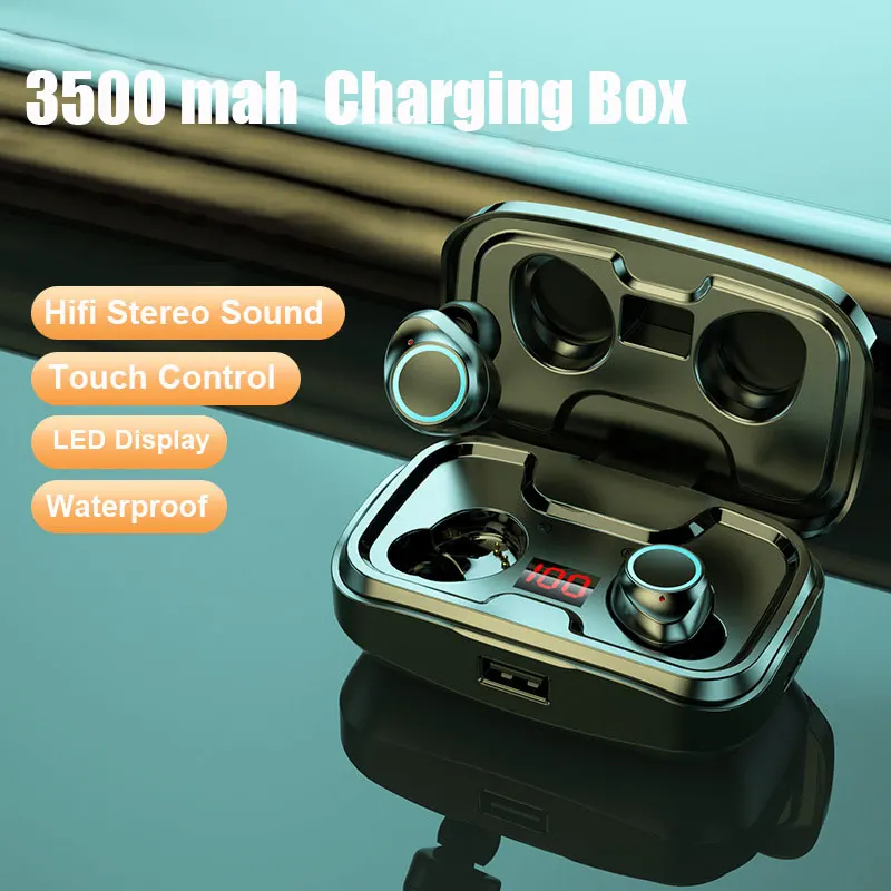 

TWS Earphones Fone Bluetooth 5.0 Wireless Headphone 3500mAh Charging Box 9D Stereo Earbuds Waterproof Sports Headsets With Mic