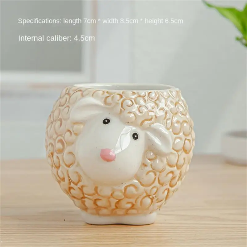 1 ~ 6 шт. керамический цветочный горшок с животными мультяшная лиса зебра овца