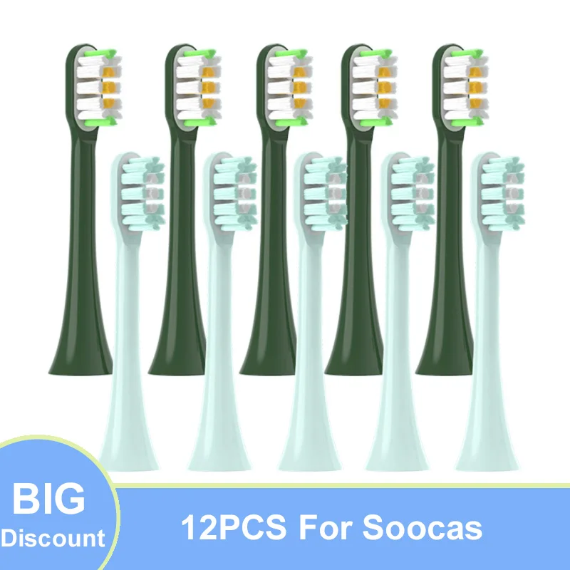 10 PCS Copper Free Replacement Brush Heads for SOOCAS X3/X3U/X5 Soft DuPont Bristle Suitable Nozzles Sonic Electric Toothbrush