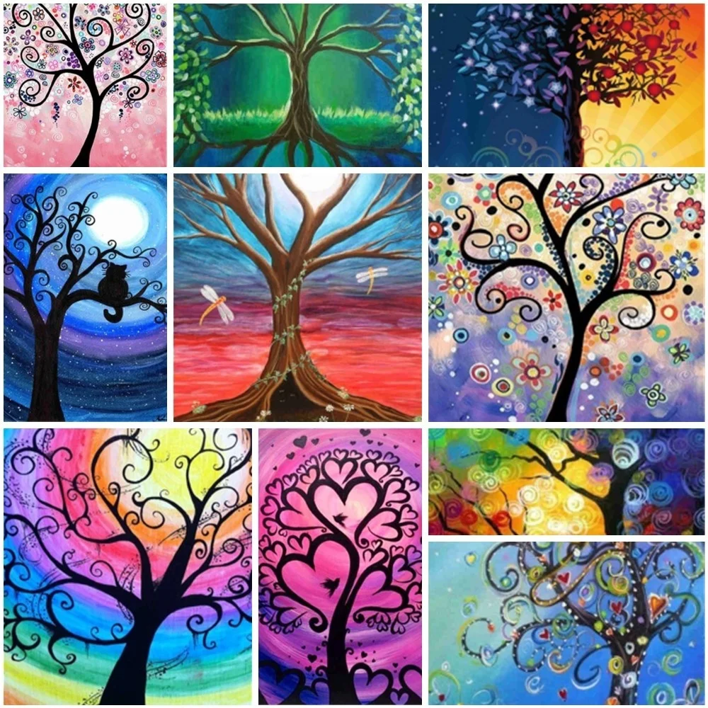 

Cartoon Tree Scenery Paint Number Paintings 20x30 Arts And Crafts For Adults Room Decoration Mother's Gift Free Shipping 2023