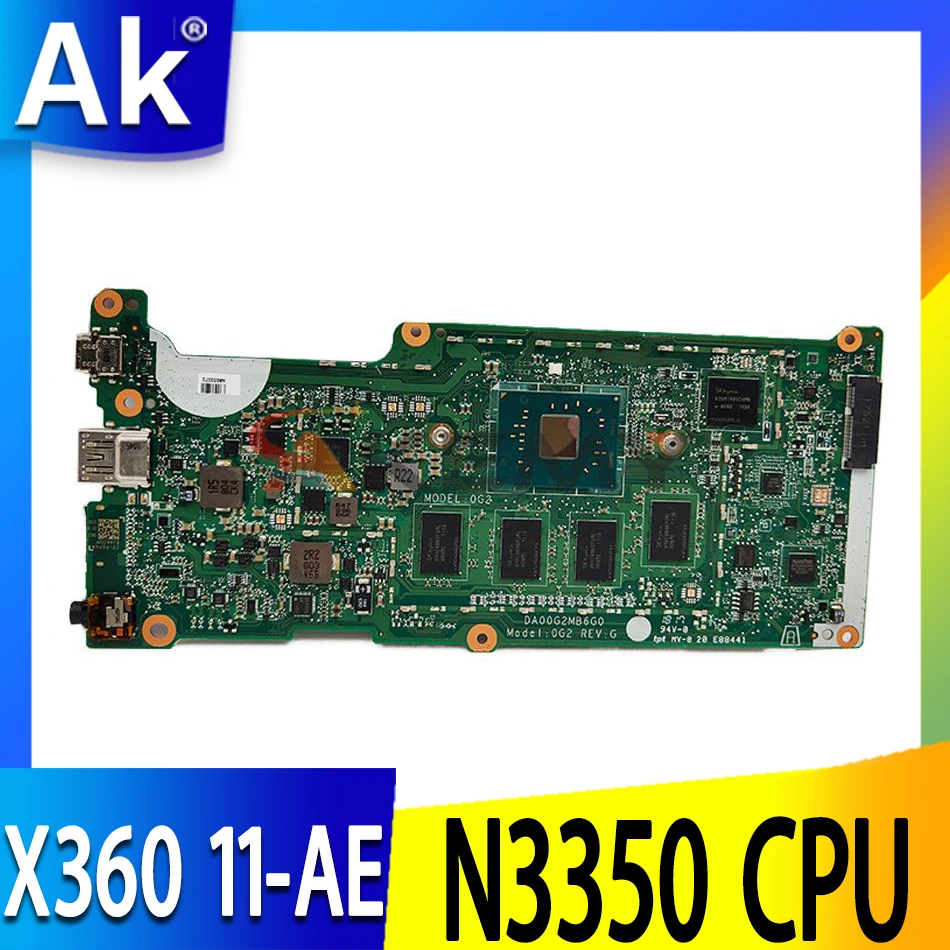 

Оригинальная материнская плата для ноутбука HP Chromebook X360 11-AE G1 927655-001 927655-601 DA00G2MB6G0 с процессором N3350, полностью протестирована